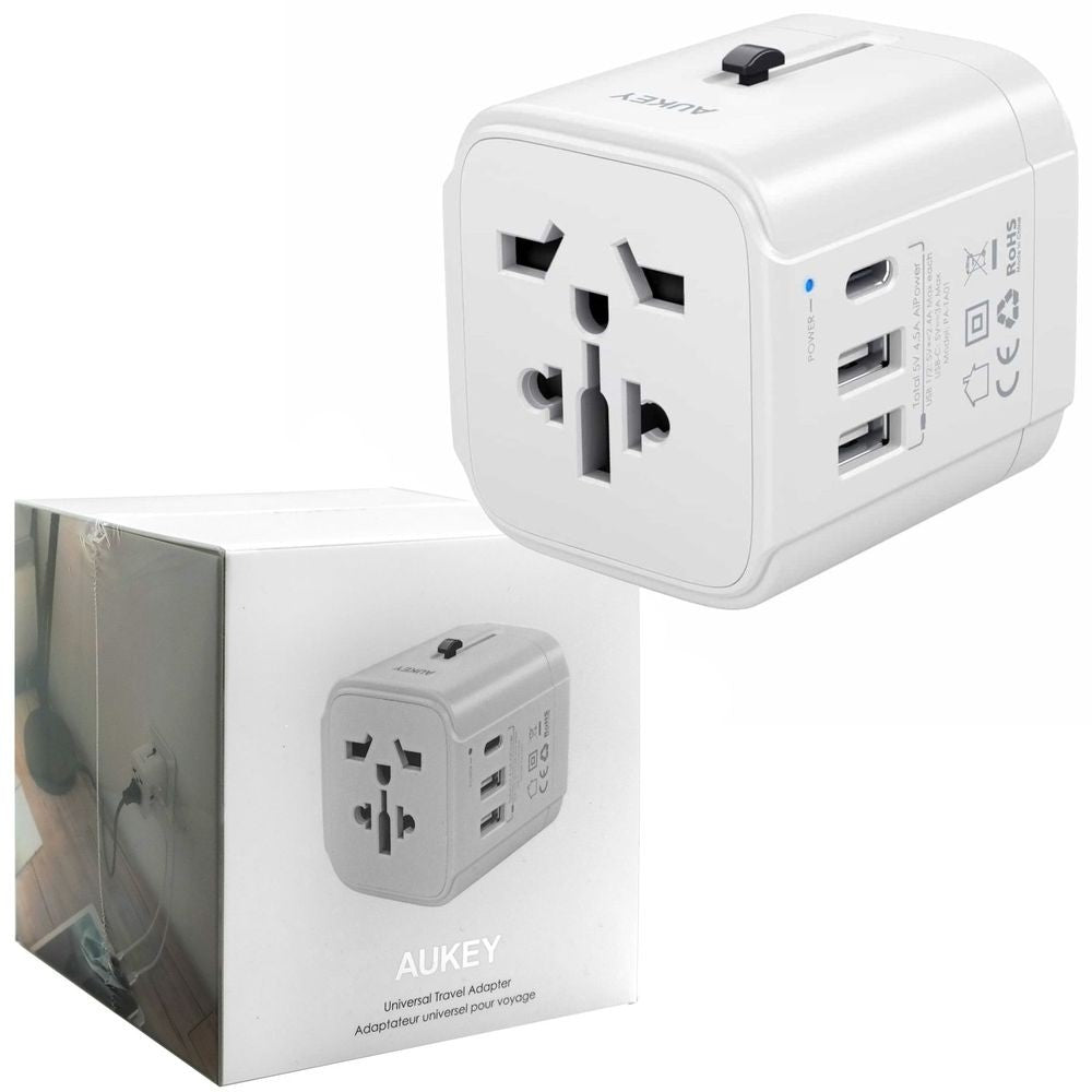 Aukey PA TA01 Universal Travel Adapter With USB C and USB A Ports